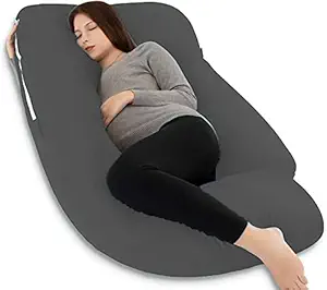 Mom's Moon Premium Multipurpose Microfiber Soild Pregnancy Pillow with 100% Cotton Cover and Zippered Cover Pack of 1 Grey