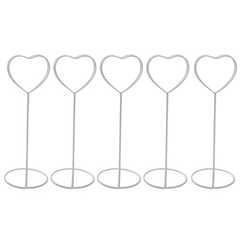 Generic Tischkartenhalter – Platzkartenhalter – Kartenhalter – Memohalter – Fotohalter – Herz Form – aus Metall – Hochzeit Tischdekoration – Set of 5pcs – Weiß - 2