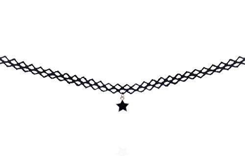 hosaire Collier für Damen Mädchen, Schwarz Classic Anhänger mit fünfzackigem Stern Spitze Tattoo lace-best Dekoration für Sommer Kleid