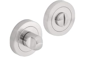 HIATT HARDWARE Designer Levers - Bathroom Toilet WC Door -Thumbturn Twist & Release Lock - Brushed Nickel - Screw On Rose - Set