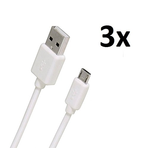 Saxonia [3er Pack] 1m Micro USB zu USB 2.0 Kabel Ladekabel Datenkabel | Universal für Tablet Smartphone und E-Book Reader (ebooks), 1 Meter kurz und handlich, Weiß