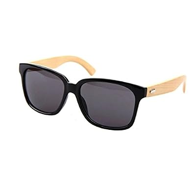 Lunettes de soleil - SODIAL(R) Unisexe lunettes de soleil en verre cadres de bambou noir