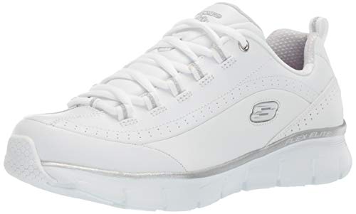 Skechers Synergy 3.0, Zapatillas para Mujer, Blanco (White Leather/Silver Trim #Yellow WSL), 37 EU