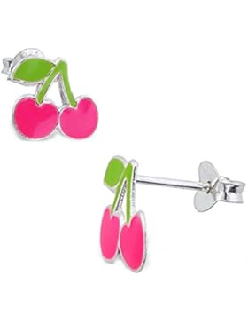 SL-Silver Ohrringe Kinderohrringe pinke Kirsche 925 Silber in Geschenkbox