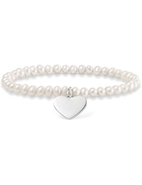 Thomas Sabo Damen-Armband Love Bridge Herz 925 Sterling Silber Süßwasserzucht-Perle Länge 15.5 cm LBA0046-082-...
