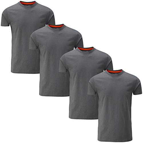 Charles Wilson Paquete 4 Camisetas Cuello Redondo Lisas (Small, Graphite)