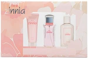 ZINNIA - Flor de Zinnia Colonia 100 ml + Crema de Cuerpo 100 ml + Crema de Manos 75 ml, Estuche de Regalo Mujer, Eau de Toilette Femenina, Aroma Dulce Afrutado, Fragancia Fresca de Larga Duración