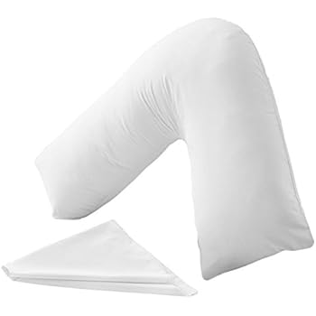 White Hollowfibre V Pillow Back Neck Support V Shaped Orthopedic