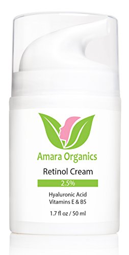 Retinol Cream for Face 2.5% - With Hyaluronic Acid & Vitamin E & B5 - Best Natural & Organic Anti Aging Facial Moisturizer - Reduce Fine Lines & Wrinkles, Fade Age Spots & Clear Acne - 50 ml