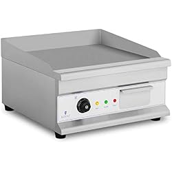 Royal Catering Plancha Grill Électrique RCG-50HB (50x40 cm, 1 Zone, Lisse, 3200 W, 50-300°C, Thermostat, Protecteur Thermique)