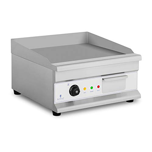 Royal Catering Plancha Grill Électrique RCG-50HB (50x40 cm, 1 Zone, Lisse, 3200 W, 50-300°C, Thermostat, Protecteur Thermique)