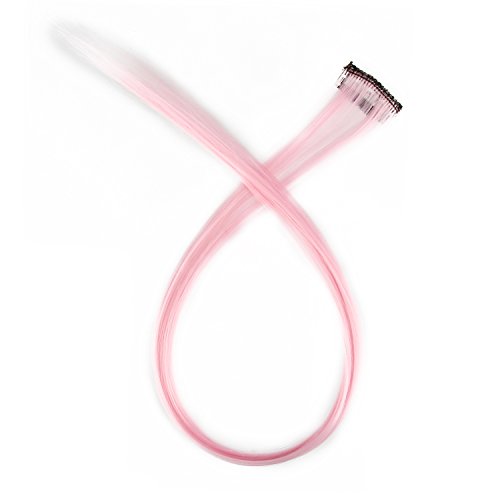 Beauty7 1 Pcs/pack Colored Clip-on In Hair Extensions Straight Wigs Hairpieces 20 Inches Long 20 Colors Options (017 baby pink)