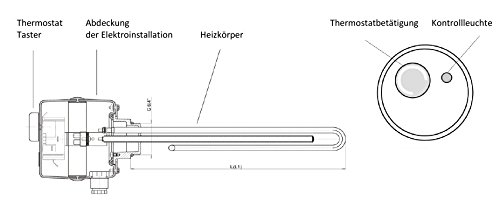 2,5 kW Elektroheizstab Solar Pufferspeicher Heizpatrone 230V - 3