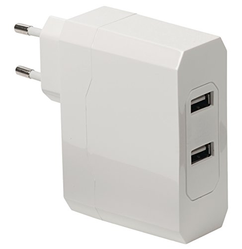 Preisvergleich Produktbild Eurosell - Highend Schnellladegerät Universal Doppel USB Ladegerät - Steckernetzteil Netzteil 2fach 2er USB Stromversorgung - 2 - Ausgänge 4.8 A USB - EU DE weiß zb für iphone Smartphone Tablet ebook Reader GPS Navi