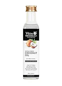 VEDA BOTANICALS Extra Virgin Coconut Oil Pure & Virgin Grade For Healthy Hair and Skin - 250ml, Gold, 250 ml (Pack of 1) (VC250-1)