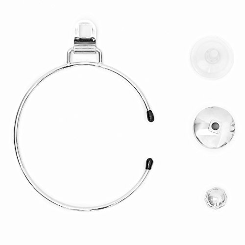 Relaxdays Handtuchring H x B x T: ca. 21,5 x 15,5 x 4 cm selbstklebender Handtuchhalter Hochglanz versilbert runder Wandhandtuchhalter Befestigung ohne Bohren Handtuch Ring für Bad oder Küche, silber - 8