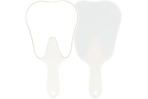 bcenyaz Cute Tooth Shaped Plastic Hand Mirrors - Dental Handheld Mirror High-Definition Makeup Mirror with Handle Dental Office Decorations with A Hole for Oral Clinic Salon Barber（White）