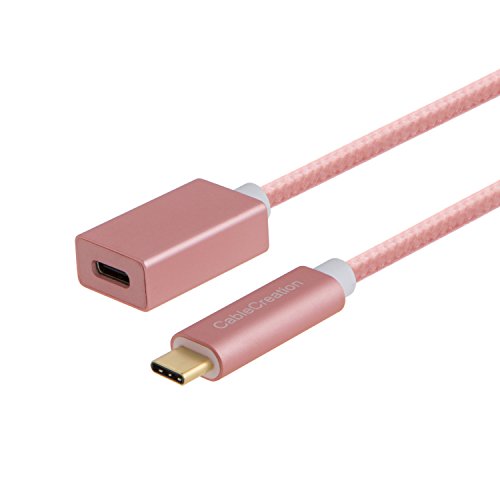 USB Typ C Kabel, cablecreation 3,3 Füße Super Speed Gen 2 (10Gbps) USB 3.1 Typ C männlich zu weiblich Verlängerungskabel, 1 m/rose gold