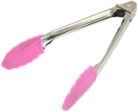 Stainless Steel Tongs 18Cm With Silicon Heads - Pink - Set Of 2