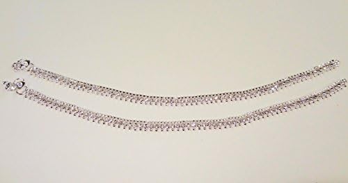 MontCherryPAIR OF SILVER NON STREATCHABLE ANKLET DESIGN B'' BRIDAL/PROMS/PARTIES ANKLET/PAYAL FOOT JEWELLERY **HOT** DESIGN BY TRENDZ