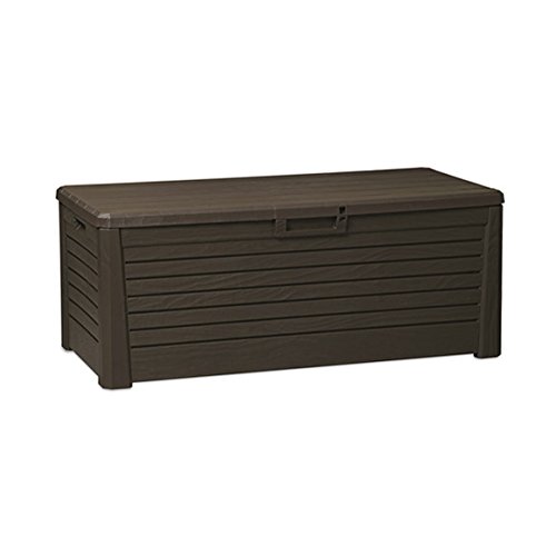 KREHER XXL Sitztruhe, Kissenbox „Florida“ in Dunkelbraun. Mit 550 Liter Nutzvolumen und abschließbarem Deckel mit Gasdruck-Federn. Maße 148 x 72 x 60 cm - 3