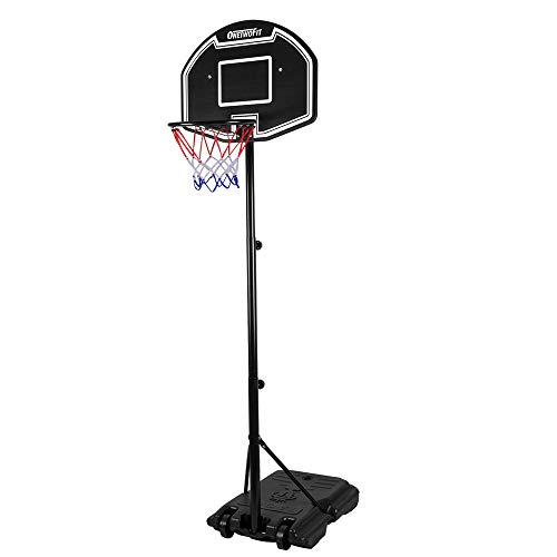 ONETWOFIT Height Adjustable Portable Basketball System, 28 Inch Backboard OT132