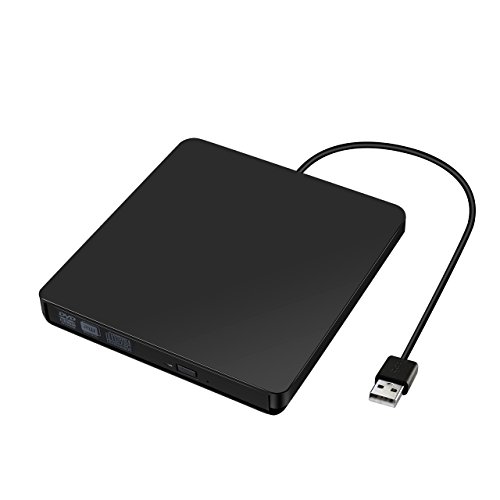 TOPELEK Unidad Externa de CD DVD  Port  til Grabadora y Lector de CD DVD y Reproductor Ultra Slim  Bajo Consumo de Energ  a  Transferencia R  pida de Datos  para Win7   WIN8   XP Vista   Linux Mac OS