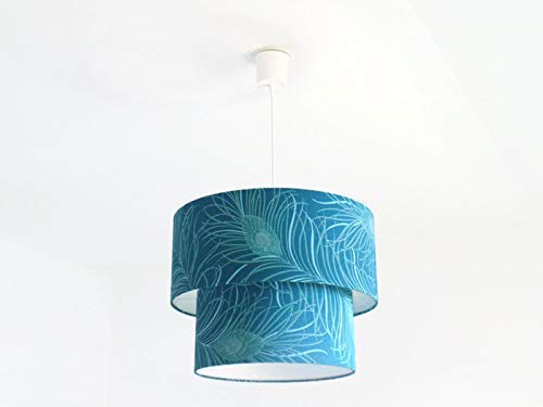 Lustre-suspension-plafonnier-double-abat-jour-Plumes-de-Paon-Luminaire-cylindre-rond-ide-cadeau-anniversaire-dcoration-exotique-tropical-cadeau-noel-maison-deco