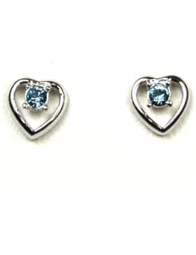 Kinder Ohrring Ohrstecker Herz mit Swarovski® Elements - aquamarine