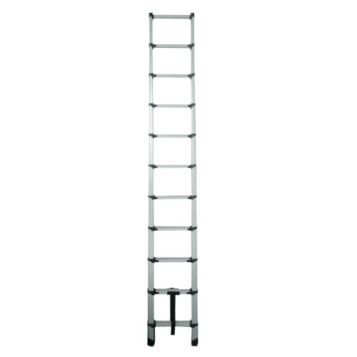 Trebs 99727 Teleskopleiter aus Aluminium, rutschfest, 11 Sprossen, höhenverstellbar 86 cm bis 320 cm, Belastbarkeit 150 kg, EN131 - 4