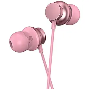 Ambrane Stringz 38 Wired Earphones with Mic, Powerful HD Sound with High Bass, Tangle Free Cable, Comfort in-Ear Fit, 3.5mm Jack (Pink), Normal