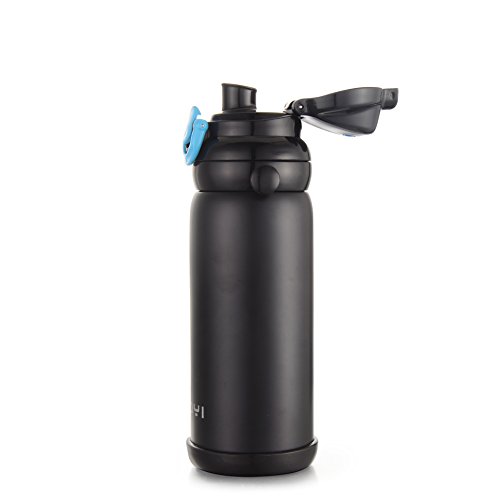 Kooyi 800 ML Thermobecher aus Edelstahl mit 2 verschiedenen Deckeln, Multifunktionale Isolierbecher (Schwarz) - 7
