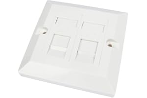 CAT6 Ethernet Faceplate Single RJ45 Socket Wall Plate for CAT 5 Ethernet Cable Networking Socket Box - 1 Port / 2 Ports / 4 Ports - by Electoys (2 Ports)