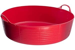 KetoPlastics 35 Litre Large Shallow Flexible 2-Handled Recycled Tub Dog Pool Bath (Red)