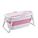 Produktbild XUEPING Faltende Badewanne, Haushalt Plastikbadewanne, Erwachsene Kinder Verdickung Bad Becken Baby Tragbare Große Schwimmbad L110 * W59 * H53cm 2 Farben (Farbe : Pink)