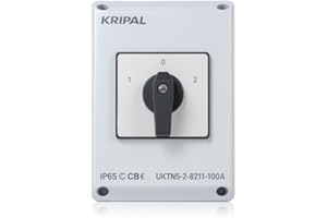 GENERIC 2-pole 100a rotary cam selector, manual changeover switch 0–1–2 (on–off–on), ip65 enclosure, L+N, mains generator, iec/en 60947-3