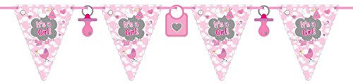 Wimpelkette * IT’S A GIRL * für eine Baby-Party zur Geburt von einem Mädchen // Party Girlande Flag Banner Motto Nachwuchs Eltern Storch rosa Kind Kinder Geburtstag - 2