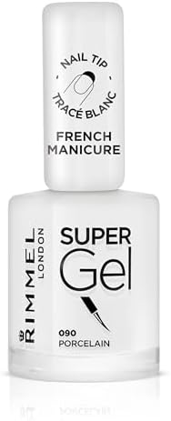 Rimmel London Smalto Unghie Super Gel, 12 ml, French Manicure, Nail Polish Effetto Gel a Lunga Durata, 090 Porcelain