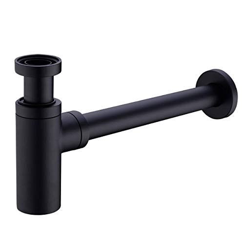 YUETAI-Sifón redondeado para lavabo tipo botella, fabricado en latón (black)