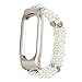 Produktbild Altsommer Armband für Xiaomi Mi Band 2 Pearl Agate Armband Luxury Perle Naturstein Elastische Stretch Bead Armband Bands Ersatz Armbänder Band Sport Perlen Armband Strap Band (Weiß)