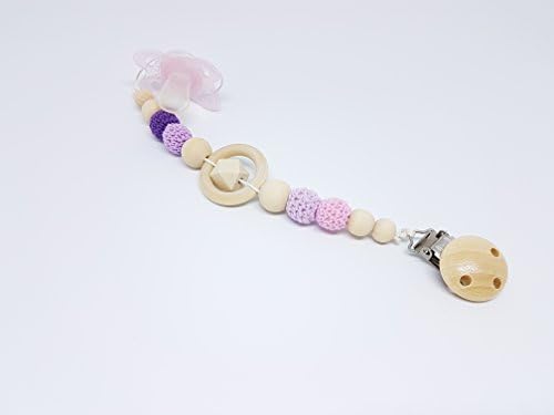 BABY DUMMY CLIP | Pacifier holder | Organic Woden Teether and Toy for boys | Cotton Teether Necklace for babies 3 months