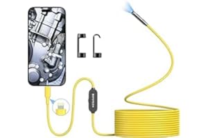 DEPSTECH Cámara de inspección endoscópica para iPhone, cámara de inspección con luz, endoscopio FHD con Bluart 3.0, sonda delgada de 7 mm, cable semirrígido de 16,4 pies, cámara tipo serpiente imperme
