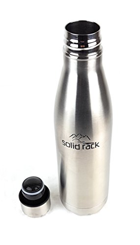 Thermotrinkflaschen 0,5l von SOLID RACK: Edelstahl-Trinkflasche isoliert und auslaufsicher für das Fahrrad oder unterwegs - Isolierflasche 500ml auch ideal für Kinder oder Baby - Thermosflasche
