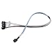 Produktbild SilverStone SST-CPS05-RE - Internes Mini SAS HD zu SATA Kabel, reversed, 36pin SFF8643 Stecker (Target) zu 4x 7pin SATA Stecker (HOST) mit Seitenband Mini-SAS-HD-Kabel (SGPIO), unterstützt SATA 3.0 Industriestandard, 60 cm