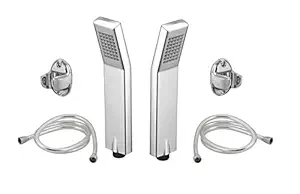 ANMEX Arch Hand Rain Shower ABS with 1.5mtr ABS Shower Tube and Wall Hook -Pack of 2 (Silver, Chrome Finish)