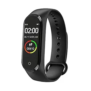 DealFry Smart Band M4 Bluetooth Fitness Smart Watch with Waterproof Body Functions Like Steps & Calorie Counter, Heart Rate Monitor, Message, Call Reminder Activity Tracker (Unisex | Black)