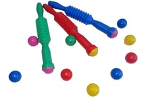 koenig-tom Bällebad24-3 x Bällebad PUMPGUN, inkl. 27 Bällebad Bälle, Ballkanone Druckluft Ball Pistole Pump Gun