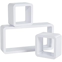 tectake 800706 3 Etagères murales Cube en Bois Design, pour des Livres, CDs, de la décoration, Matériel de Montage Inclus - Plusieurs Couleurs - (Blanc | no. 403191)