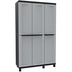 Terry Twist Black 102A Armoire haute en plastique, 3 portes, gris/noir, 102 x 39 x 170 cm