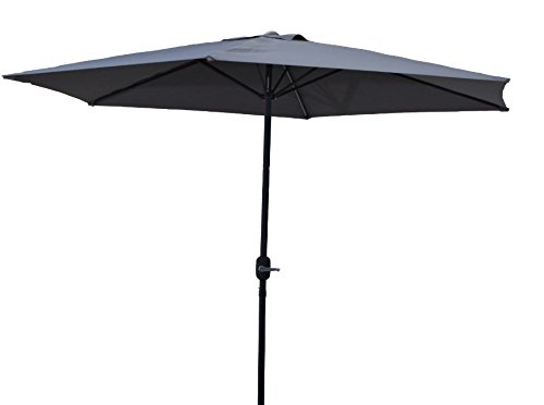 Marktschirm Aluminium 300cm mit Kurbel, grau, UV Schutzfaktor 50+